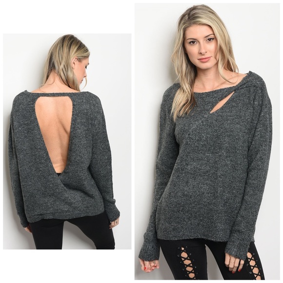 Sweaters - LAST 2! ❤️ Charcoal Beautiful Cut Out Sweater